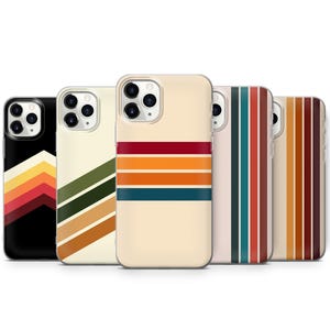 Coque de téléphone rétro à rayures pour iPhone 16 15 14 13 12 11 Pro Max Samsung S25 Ultra S24 FE S23 Plus S22 A15 A16 A35 A36 A54 A55 A56
