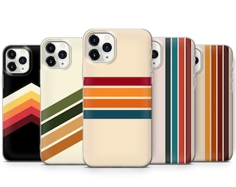 Retro Streifen Handyhülle - Vintage Cover für iPhone 17 Pro Max 16 15 14 13 12 11 Samsung S26 Ultra S25 FE S24 Plus A17 A56 A57 Pixel 10 9A