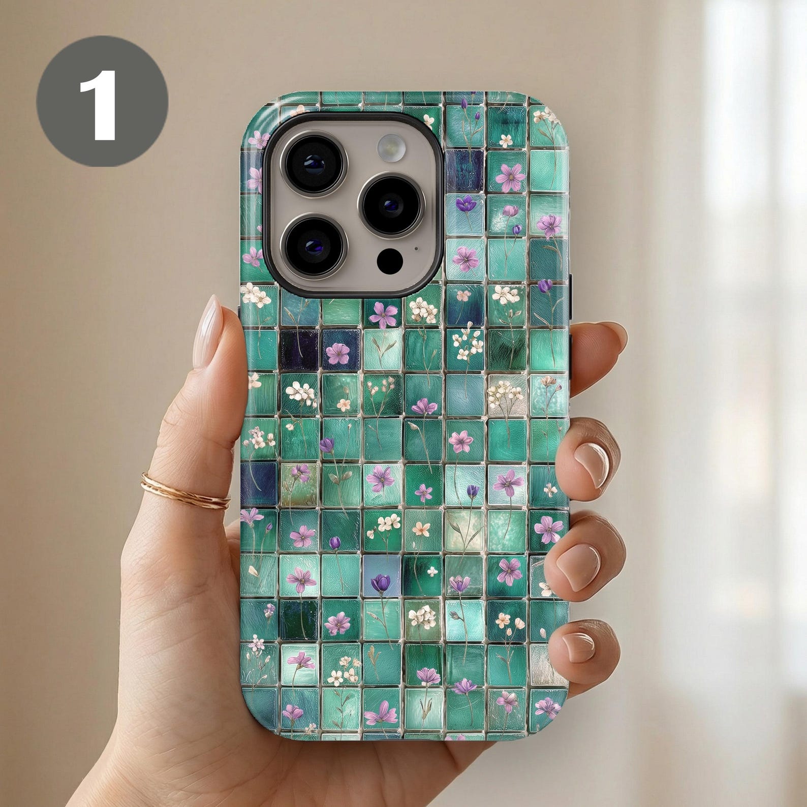 Personalized Mosaic Tile Phone Case Custom Floral Cover for iPhone 17 ...