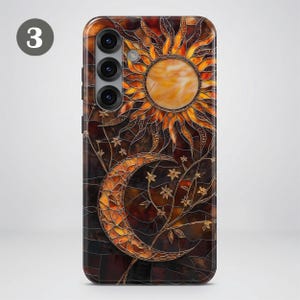 Celestial Stained Glass Phone Case – Sun Moon Art Cover for Samsung S26 Ultra S25 S24 FE S23 A17 iPhone 17 Pro Max 16 15 Plus 14 Pixel 10 9A image 7