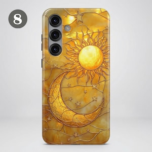 Celestial Stained Glass Phone Case – Sun Moon Art Cover for Samsung S26 Ultra S25 S24 FE S23 A17 iPhone 17 Pro Max 16 15 Plus 14 Pixel 10 9A image 12