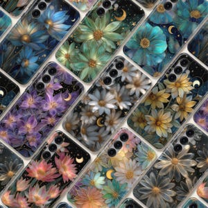Funda de teléfono con diseño floral de vitrales: cubierta con arte floral para Samsung S26 Ultra S25 S24 FE S23 A17 iPhone 17 Pro Max 16 15 Plus 14 13 Pixel 10 9A