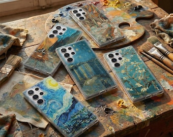 Van Gogh Handyhülle | Sternenklare Nacht Mandelblüte Cafe Terrasse | Ästhetische Kunst Cover | Samsung S26 Ultra-S25 FE | iPhone 17 16 | Pixel 10 9A
