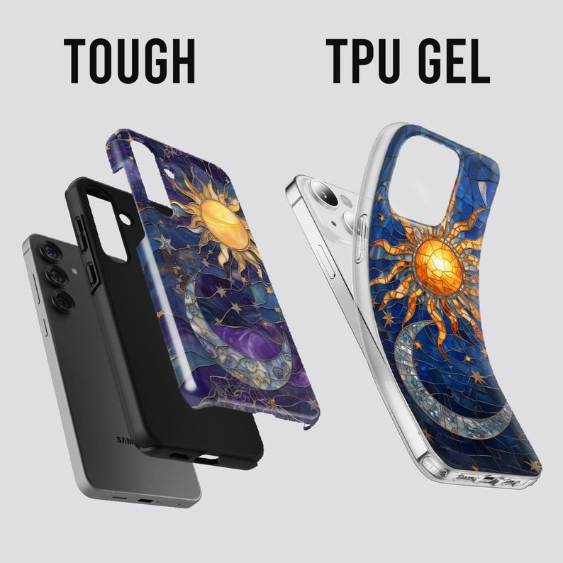 Celestial Stained Glass Phone Case – Sun Moon Art Cover for Samsung S26 Ultra S25 S24 FE S23 A17 iPhone 17 Pro Max 16 15 Plus 14 Pixel 10 9A image 2