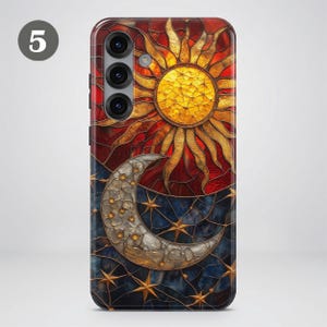 Celestial Stained Glass Phone Case – Sun Moon Art Cover for Samsung S26 Ultra S25 S24 FE S23 A17 iPhone 17 Pro Max 16 15 Plus 14 Pixel 10 9A image 9