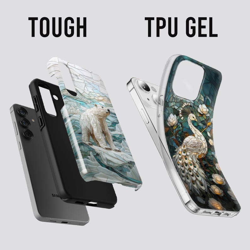 Stained Glass Animal Phone Case – Winter Art Cover for Samsung S26 Ultra S25 S24 FE S23 A17 iPhone 17 Pro Max 16 15 Plus 14 13 Pixel 10 9A image 2