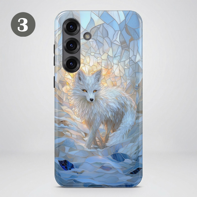 Stained Glass Animal Phone Case – Winter Art Cover for Samsung S26 Ultra S25 S24 FE S23 A17 iPhone 17 Pro Max 16 15 Plus 14 13 Pixel 10 9A image 7