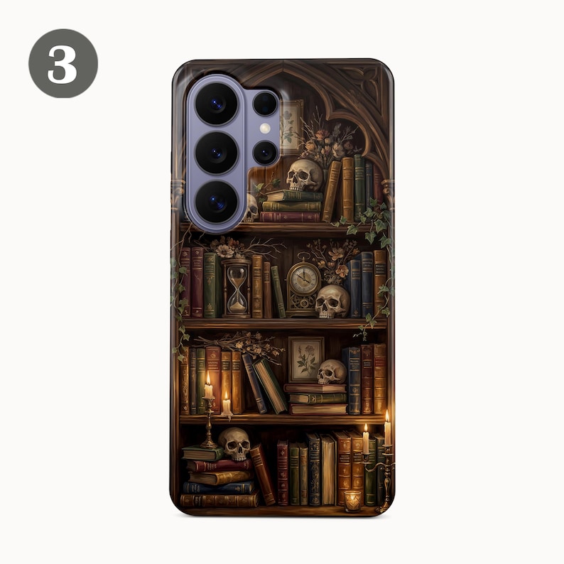 Gothic Bookshelf Phone Case – Dark Academia Bookish Cover for Samsung S26 Ultra S25 FE S24 S23 iPhone 17 Pro Max 16 15 Plus 14 13 Pixel 10 image 7