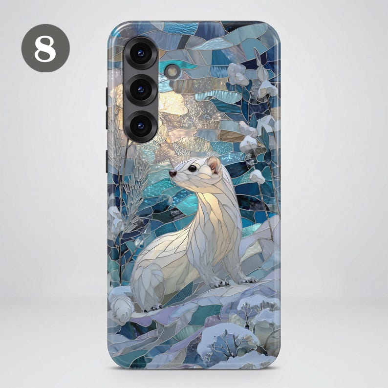 Stained Glass Animal Phone Case – Winter Art Cover for Samsung S26 Ultra S25 S24 FE S23 A17 iPhone 17 Pro Max 16 15 Plus 14 13 Pixel 10 9A image 12