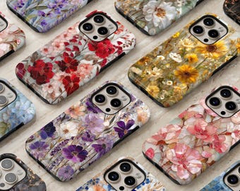 Stained Glass Flower Phone Case – Mosaic Floral Cover for iPhone 17 Pro Max 16 15 14 13 Samsung S26 Ultra S25 FE S24 S23 Plus A17 Pixel 10A