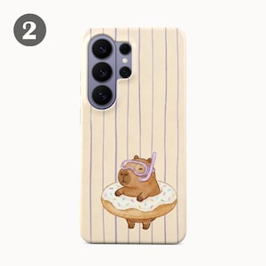 Cute Capybara Striped Phone Case – Whimsical Kawaii Cat Frog Cover for Samsung S26 Ultra S25 FE S24 S23 Plus iPhone 17 Pro Max 16 15 14 13 image 6