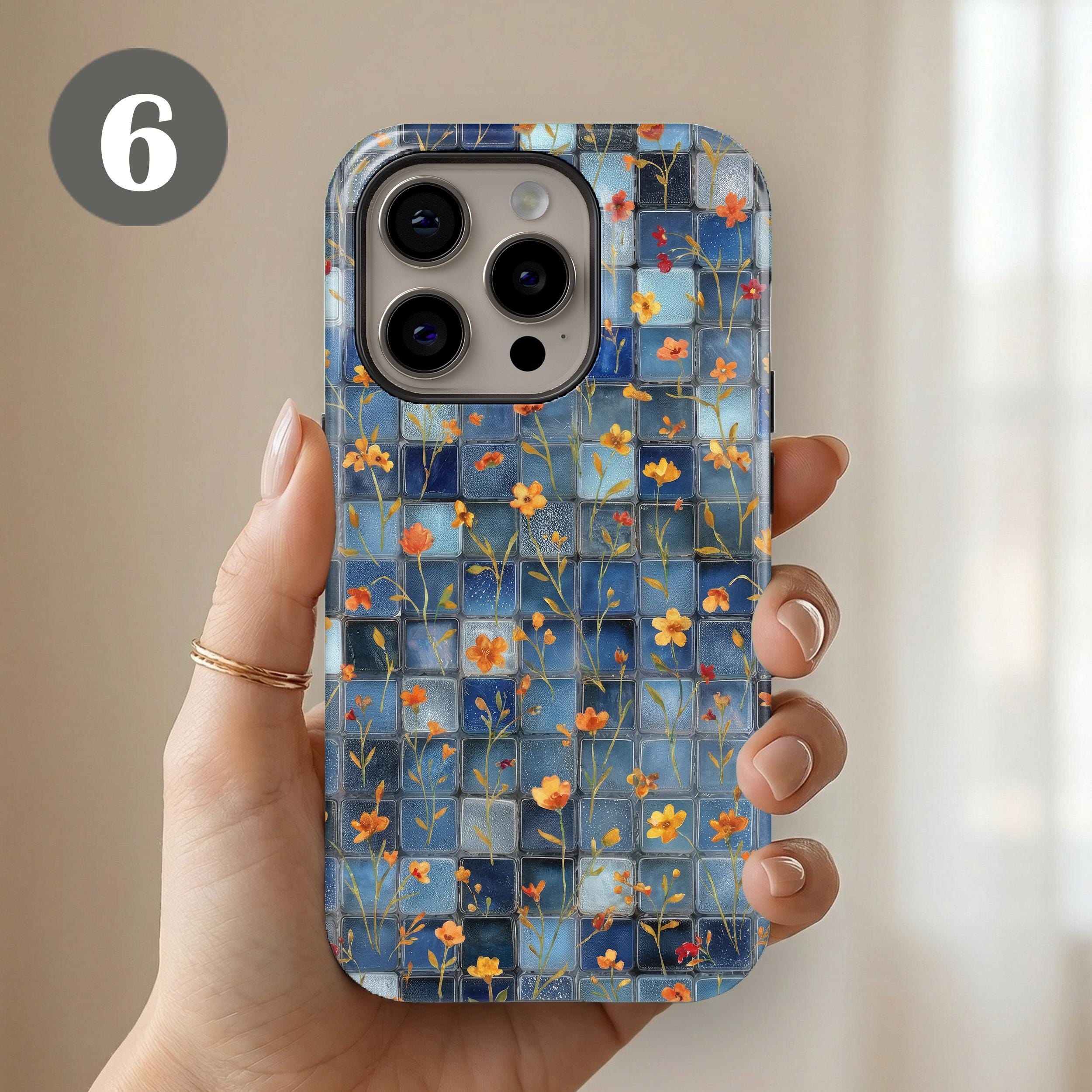 Personalized Mosaic Tile Phone Case Custom Floral Cover for iPhone 17 ...