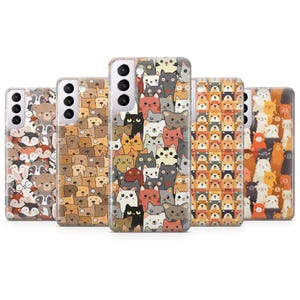 Custodia per telefono con animale carino, custodia per gatto kawaii per Samsung S25 S24 FE S23 Ultra S22 Plus S21 S20 Note 20 10 A15 A16 A26 A33 A36 A52 A53 A54 A55 A56