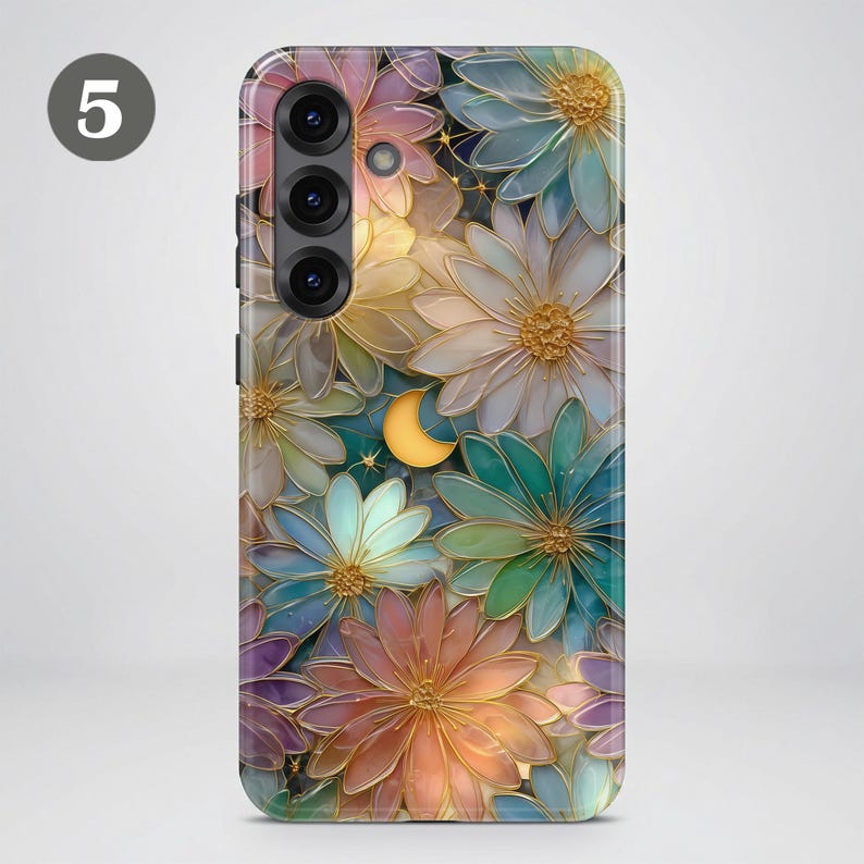 Stained Glass Floral Phone Case – Flower Art Cover for Samsung S26 Ultra S25 S24 FE S23 A17 iPhone 17 Pro Max 16 15 Plus 14 13 Pixel 10 9A image 9