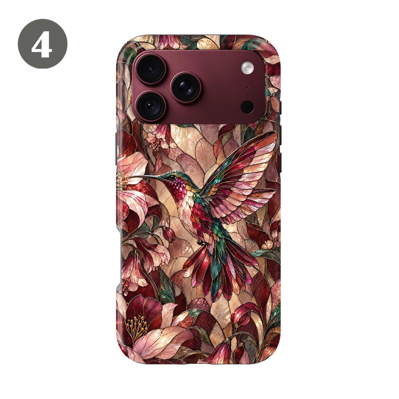 Burgundy Stained Glass Animal Phone Case – Mosaic Art Cover for iPhone ...