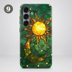 Celestial Stained Glass Phone Case – Sun Moon Art Cover for Samsung S26 Ultra S25 S24 FE S23 A17 iPhone 17 Pro Max 16 15 Plus 14 Pixel 10 9A image 13