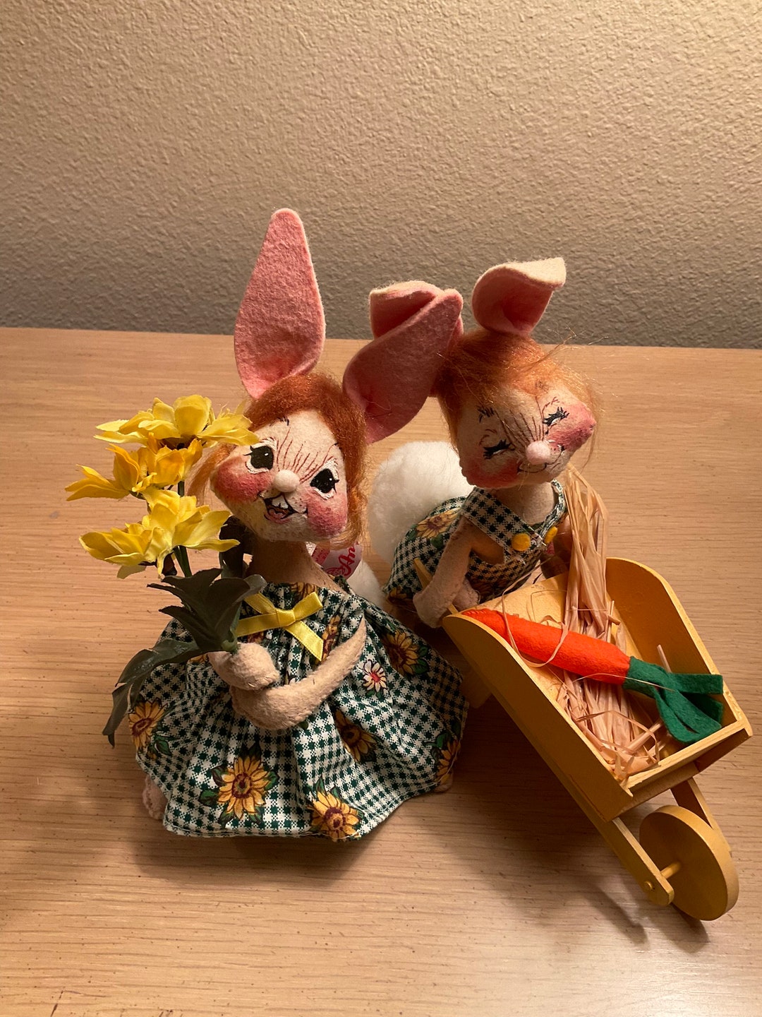 Annalee Mr and Mrs Rabbit With Carrot Wagon - Etsy