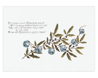 5pk Christmas Card Depicting Bells And Blueberries (1865–1899) By L. Prang & Co Holiday Greeting Card (5 Pack)