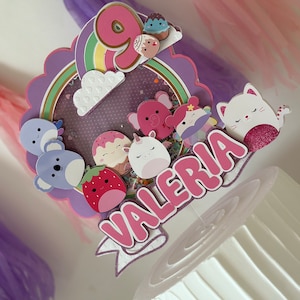 Squishmallow Cake Topper | Plush Toy Birthday Topper | Kawaii Character Cake Decoration | Custom Name and Age