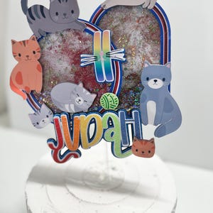 Rainbow Cat Cake Topper | Meowgical Birthday Cake Pick |  Pastel Kitty Party Decor