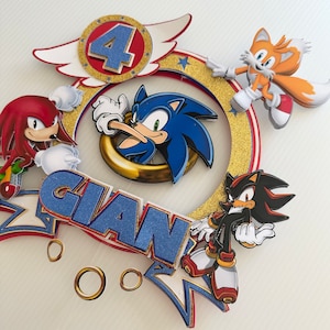 Sonic Cake Topper | Fast Birthday Cake Pick | Custom Sonic the Hedgehog Topper | Gamer Birthday Decor