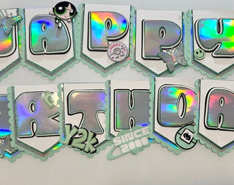 Y2K Birthday Banner | 2000s Theme Party Garland | Powerpuff girls