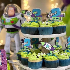 Buzz Lightyear Cupcake Toppers | To Infinity and Beyond | Toy Story Party Decor | Two Infinity Birthday Theme | Space Cupcake Picks