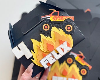 Cajas de regalo de cumpleaños de Monster Truck / Cajas de golosinas personalizadas para fiestas