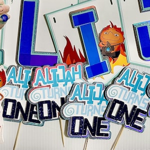 Elemental Movie Cake Toppers | Fire, Water, Earth,  Air Characters | Pixar Theme Birthday Decor