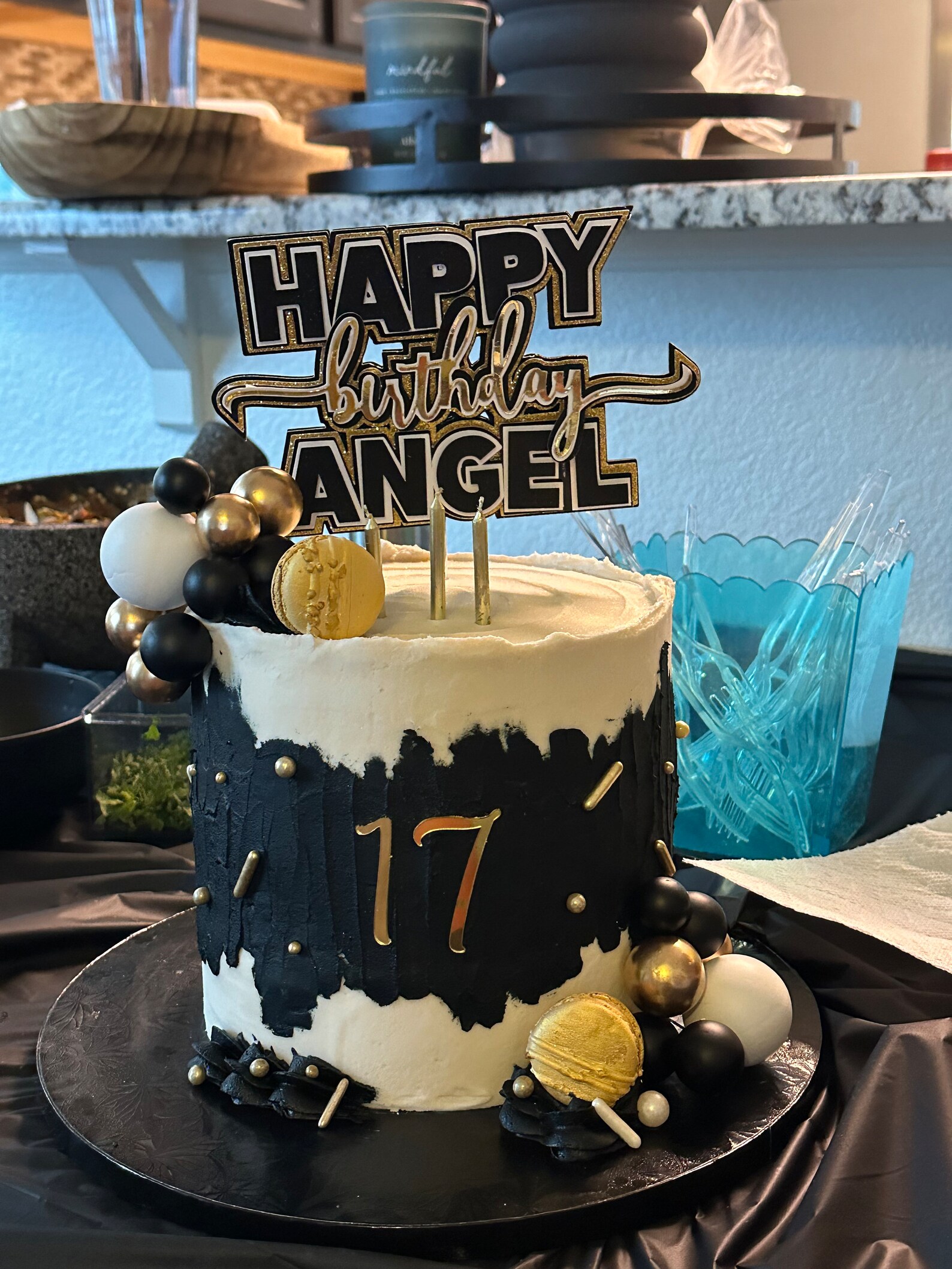 Black and Gold Glitter Happy Birthday Cake Topper: Elegant Milestone ...