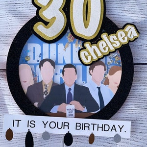 The Office Cake Topper | Funny Birthday Party Decor | Dunder Mifflin Theme | Custom Quote or Name Cake Pick