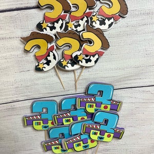 Toy Story Cupcake Toppers | Buzz & Woody Party Picks | Space Ranger Birthday Cupcake Decorations | Custom Pixar Toppers