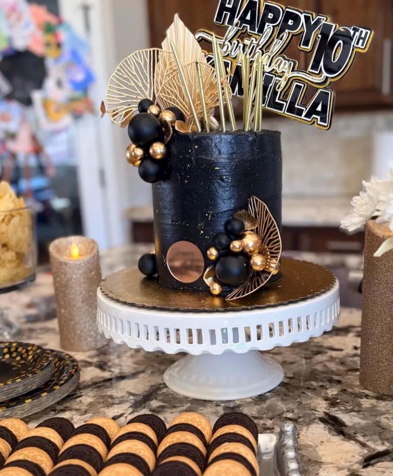 Black and Gold Glitter Happy Birthday Cake Topper: Elegant Milestone ...