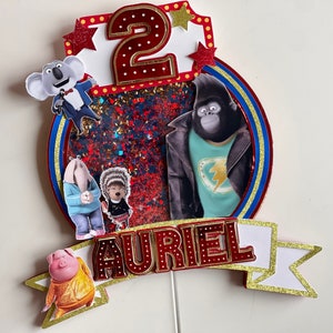 Sing Movie Cake Topper | Singing Animal Party Decor | Buster Moon Birthday Topper | Custom Name & Age