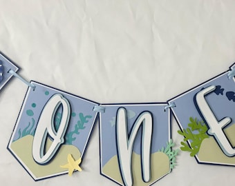 Pancarta de cumpleaños de Luca / Guirnalda de fiesta de monstruos marinos / Decoración de cumpleaños con nombre personalizado / Temática de la costa italiana