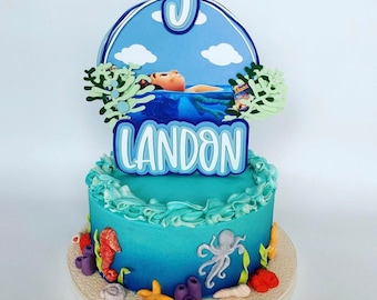Adorno para tarta de la película Luca / Decoración personalizada para fiesta de cumpleaños de Pixar