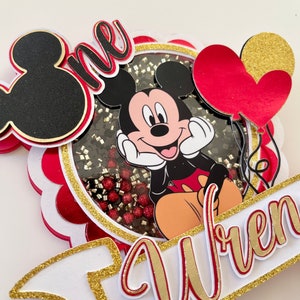 Mickey Mouse Cake Topper | Classic Disney Birthday Decor | Custom Name & Age Topper