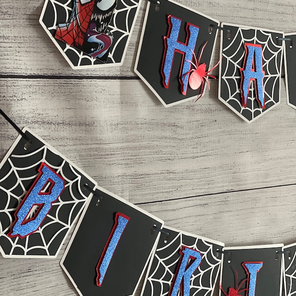 Spiderman Venom Happy Birthday Banner