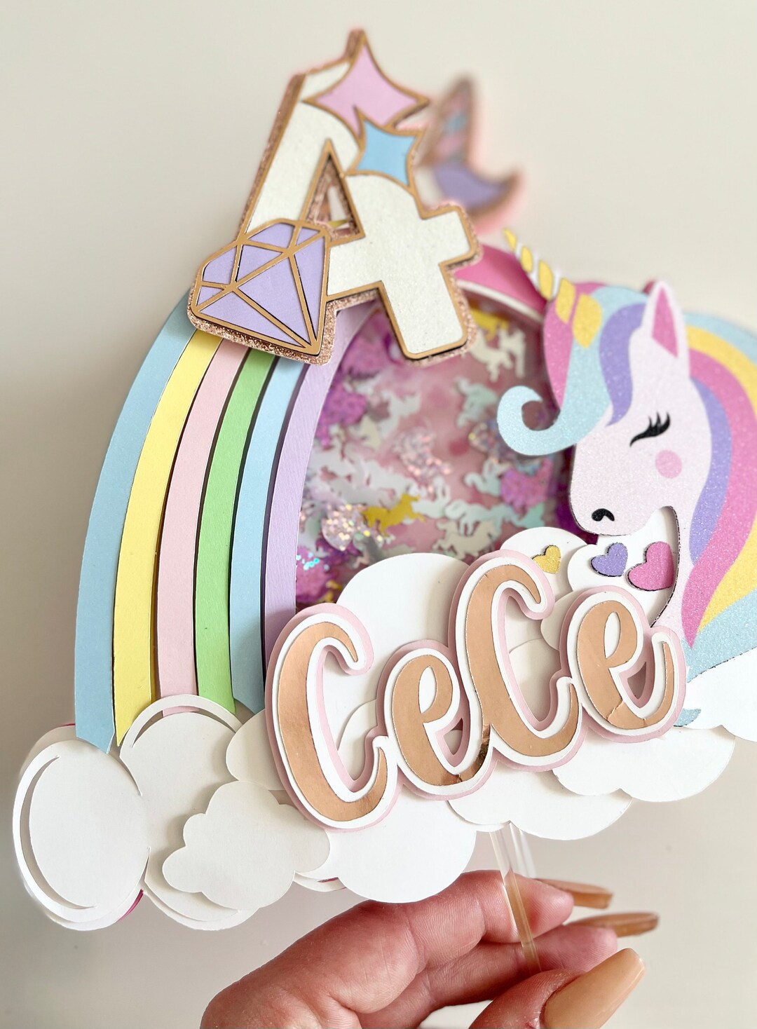 Unicorn Rainbow Cake Topper - Etsy
