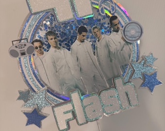 NSYNC BSB Birthday Cake Topper | 90s Music Party | Glitter Confetti Shaker, Custom Name