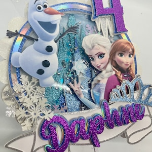 Frozen Cake Topper | Elsa Anna Olaf Birthday Decor |  Princess Winter Theme Cake Pick