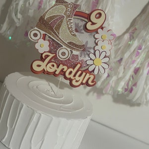 Retro Groovy Skate Cake Topper | 70s Roller Skating Birthday Decor | Disco Theme Cake Topper