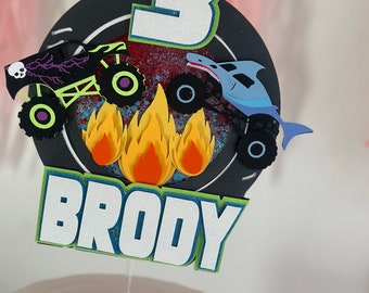 Monster Truck Birthday Cake Topper | Personalized Name & Age
