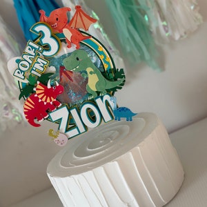 Dinosaur Cake Topper | ROAR I’m 3 or 4 T-Rex Topper | Dino Birthday Cake Decor | Custom Age & Name Jurassic Party Topper