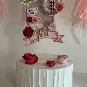 Alice in ONEderland Cake Topper | First Birthday Tea Party Decor | Wonderland Cake Decoration | Custom Name and Age Topper