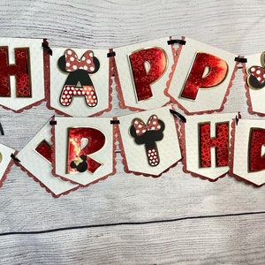 Minnie Mouse Birthday Banner | Bowtique Party Garland | Custom Name Banner | Pink Polka Dot Birthday Decor