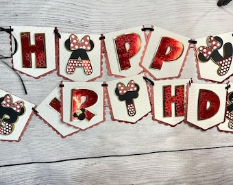 Minnie Mouse Birthday Banner | Polka Dot Bowtique Party Garland