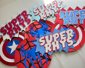 Superhero Party Centerpieces | Comic Book Table Decorations | Hero Birthday Decor | Custom Name Superhero Cutouts
