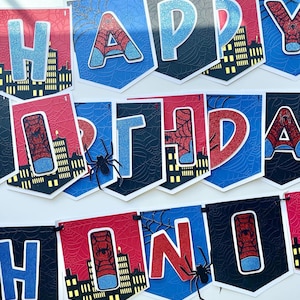 Spiderman-verjaardagsbanner | Gepersonaliseerde superheldenfeestslinger