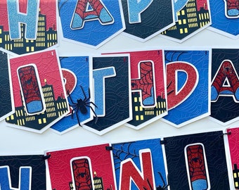 Spiderman Geburtstagsbanner | Superhelden Party Girlande nach Kundenwunsch